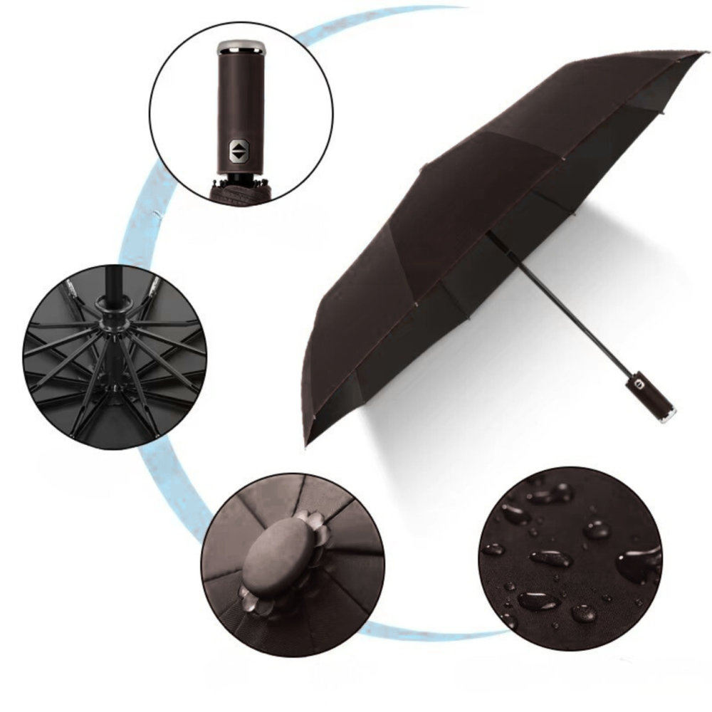 Парасолька з Led-ліхтариком на 10 спицях від дощу, сонця, діаметр 105 см, парасолька автоматична з вбудованим ліхтарем, чорна Кам'янець-Подільський - фото 6