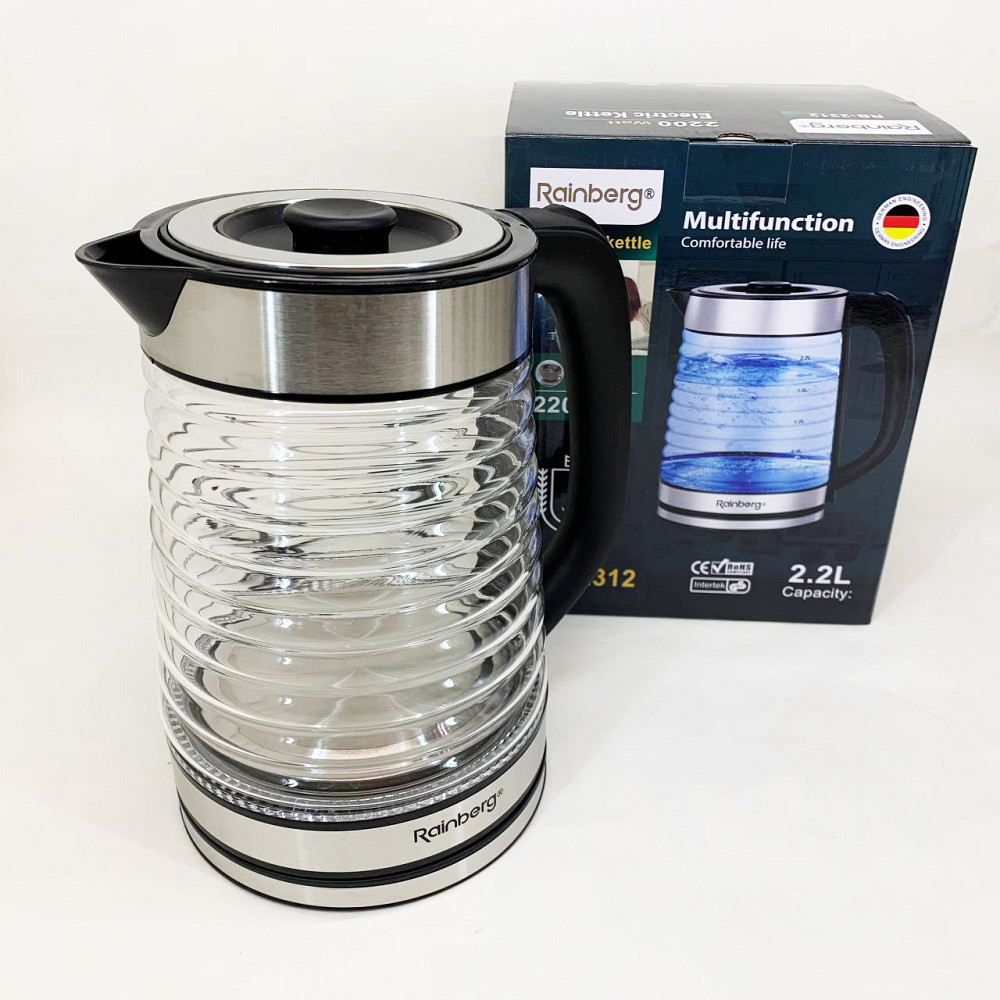 Безшумний електричний чайник з підсвічуванням Rainberg, Електрочайник з індикатором включення BU-50 Івано-Франківськ - фото 5