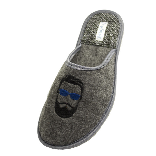 Тапочки домашні чоловічі Повсть PaGo закриті "Бородач Вишивка" сірий Одеса - фото 2