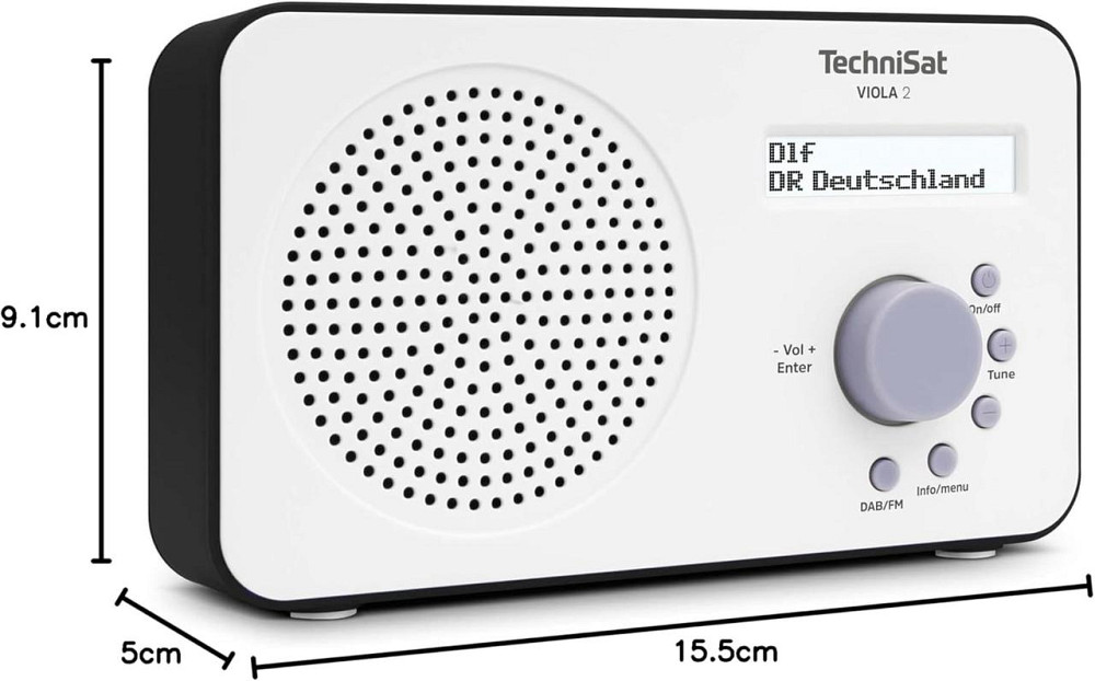 TechniSat Viola 2 портативний Інтернет-радіоприймач DAB+ FM Wi‑Fi білий/чорний з LCD і роз'ємом 3.5 мм Київ - фото 3