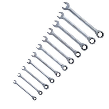 Набір ключів ріжково-накидних з тріскачкою 8-19 мм 11 шт (планшет) CrV Мукачево - фото 1