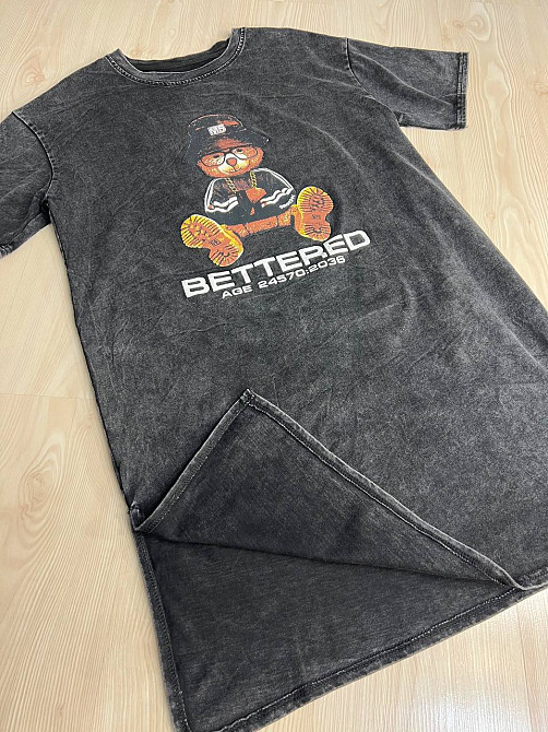 Сукня жіноча Sessanta 25011 футболка оверсайз варена тай дай з принтом ведмедик чорна, чорний, one size Київ - фото 14