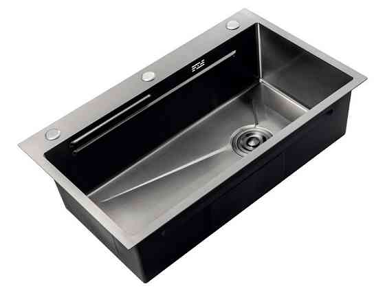 Мийка Zerix ZH6845-SET-05 Decor Nano-Black (3.0/0.8) з нерж. сталі комплект (графіт) (ZM5588) Київ