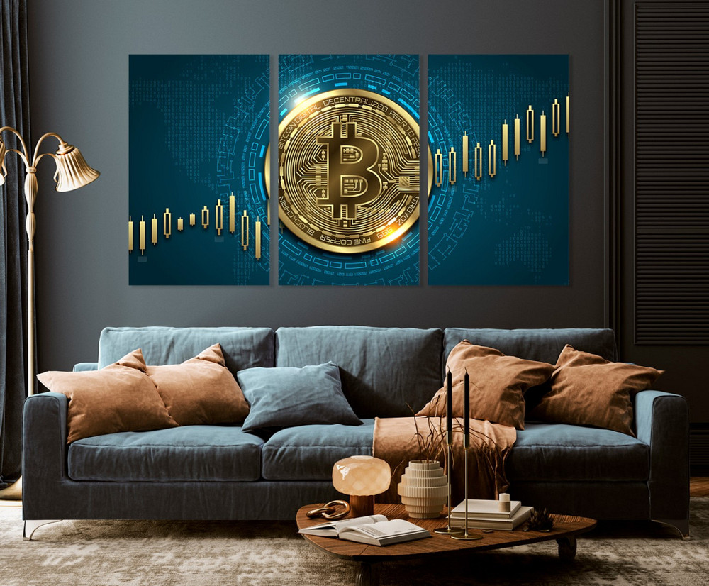 Модульна картина у вітальню/ спальню    Биткоін    ART-196_3A Київ - фото 3