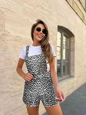 Женский трендовый леопардовый комбинезон турецкий джинс Одесса