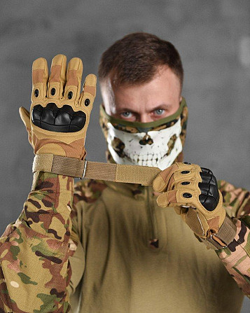 Рукавички тактичні чоловічі повнопали з захистом кайот Одесса - изображение 2