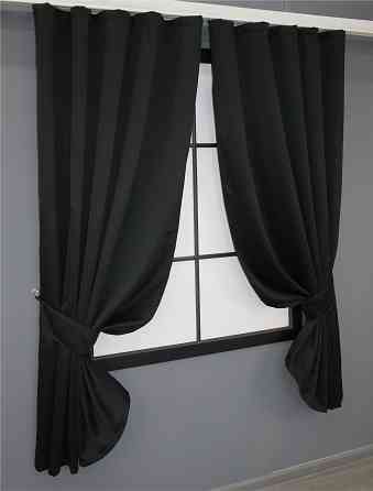 Комплект штор коротких VR-Textil Блекаут Midnight № 1165ш 140х170 см 2 шт Чорний (35-0042) Київ