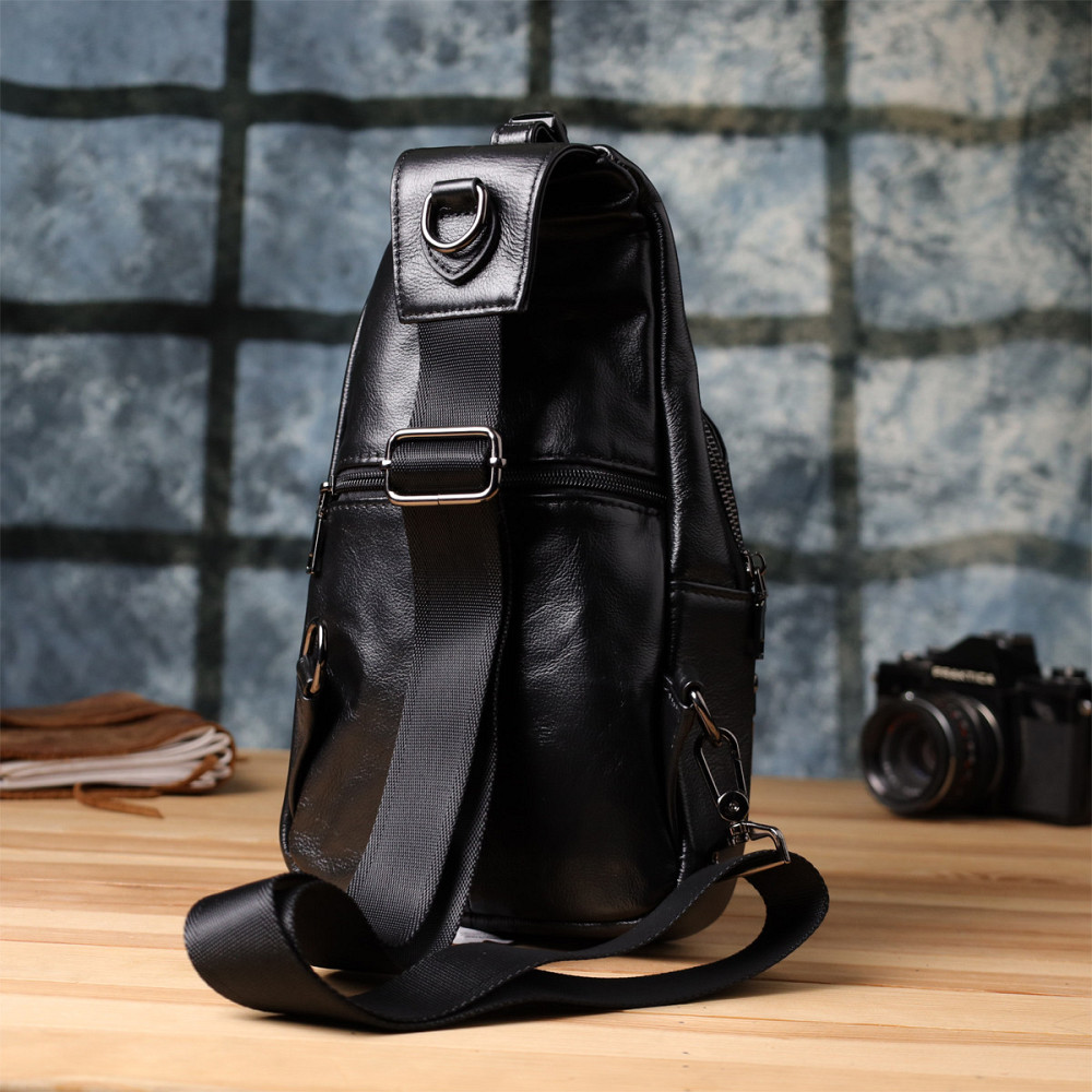 Мужская сумка через плечо из натуральной кожи Vintage 23048 Черный Киев - изображение 10