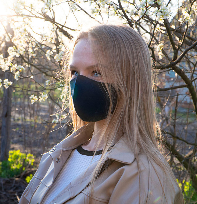 Маска захисна багаторазова зі 100% ЛЬОНУ Розмір L (Темно-Синій) Суми - фото 3