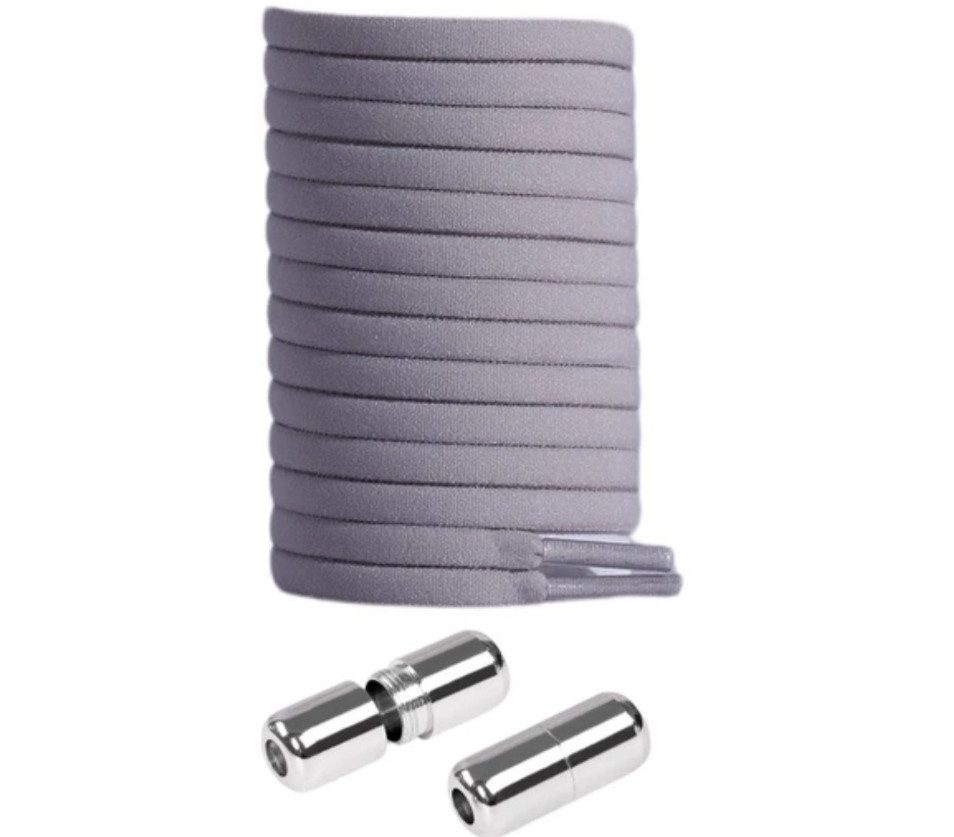 Шнурки еластичні без зав'язок з металевими застібками Сірий Смела - изображение 1