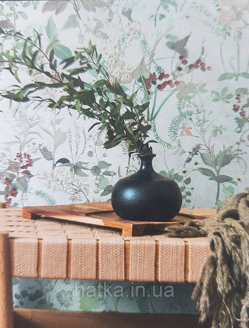 Обои виниловые на флизелине AS creation The Bos 0.53х10 растения листья цветы ягоды серые зеленые коричневые Киев - изображение 1