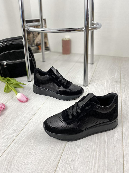 EMELI Кросівки жіночі EMELI 919/1 чорні (весна-осінь, шкіра натуральна) (3179) 36р.37р.38р. 37 Коломия - фото 1