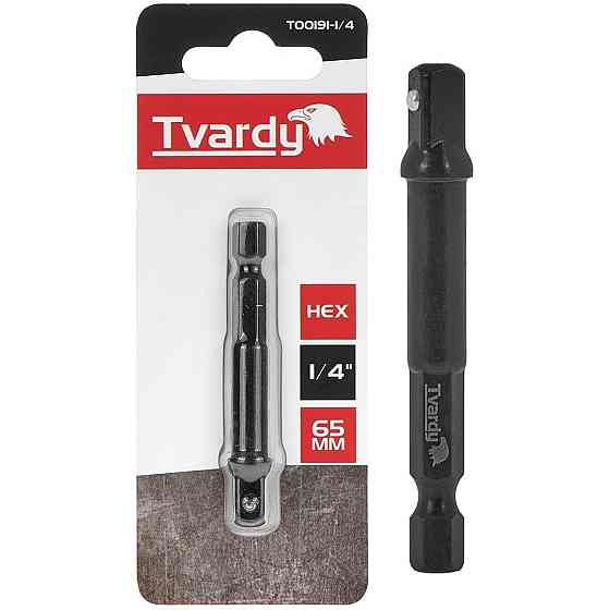 Адаптер ударний біти "Tvardy" Hex E6,3 (1/4") на тримач торцевої головки 1/4" х 65 мм Стрий