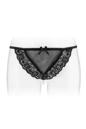 Трусики-стрінги з перлинною ниткою Fashion Secret KATIA Black Львов