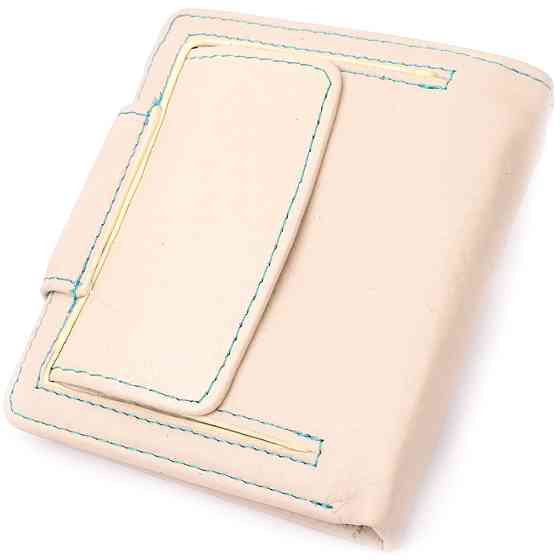 Оригінальне шкіряне портмоне з монетницею зовні для жінок Білий (ST Leather) Київ