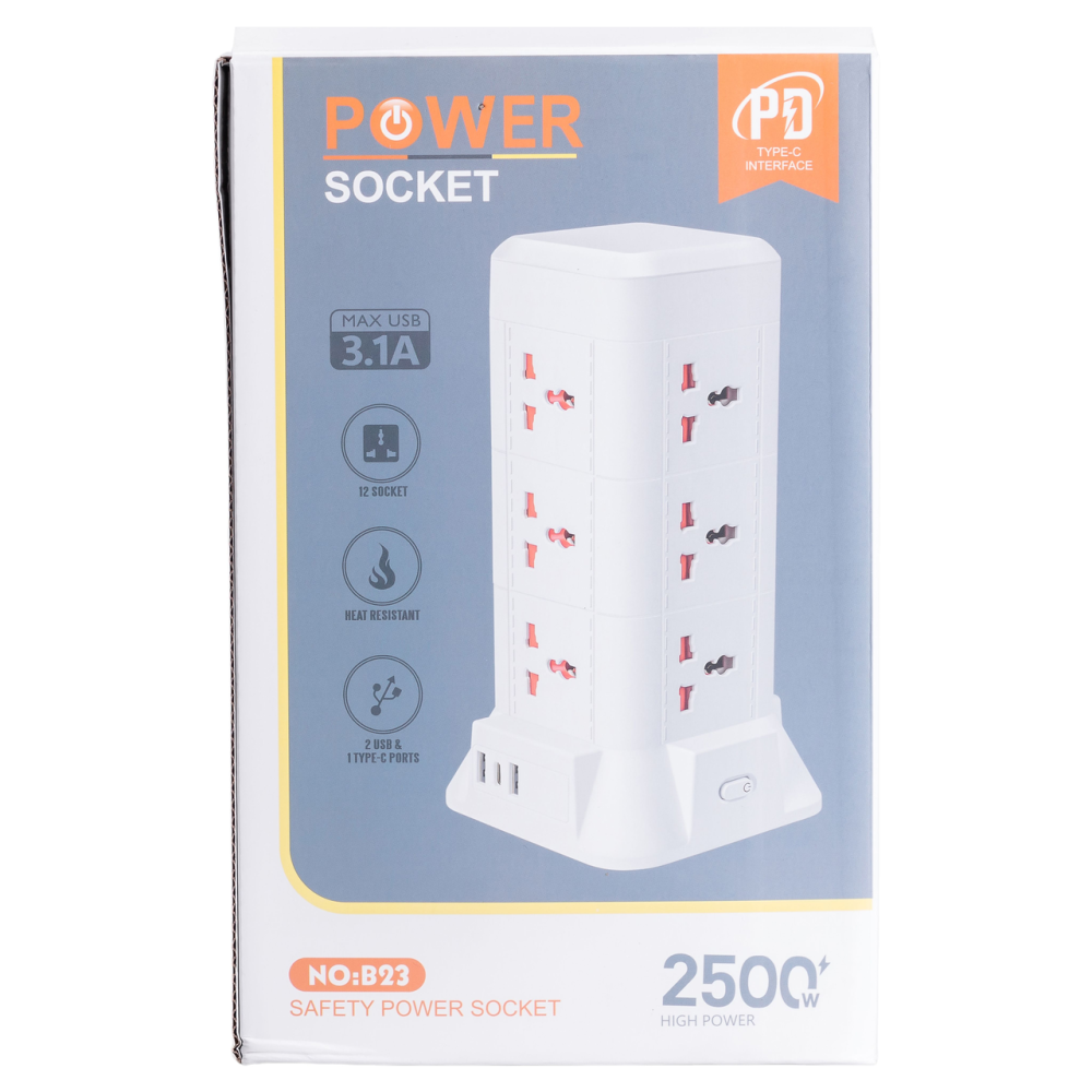 Мережевий фільтр подовжувач 4.8 м з лампою на 9 універсальних розеток з 2 USB, 1 Type-C, бездротова зарядка HP-5-7MF Київ - фото 10