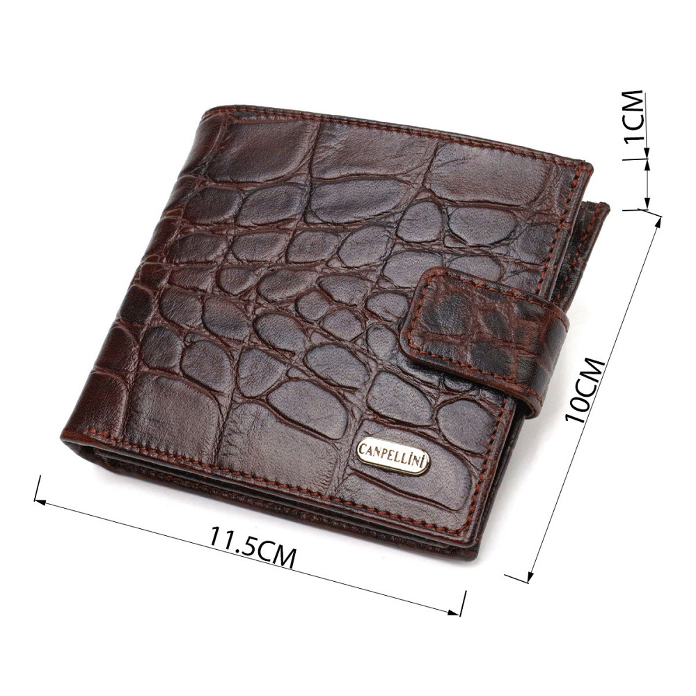Купюрник для чоловіків горизонтального формату з натуральної шкіри з тисненням під крокодила CANPELLINI 21773 Коричневий Київ - фото 3