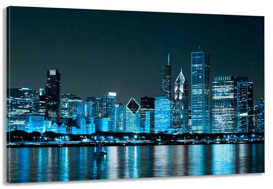 Картина полотно у вітальню / спальню      Нічне місто   MLP_237 ( 60х30см ) 70x140 см Київ