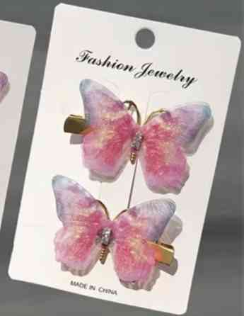 Комплект шпильок "Метелики" 2 шт. Рожевий з блакитним Сміла