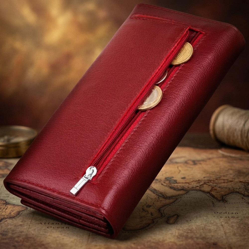 Гаманець на магнітах з клапаном жіночий ST Leather 19244 Бордовий Київ - фото 13
