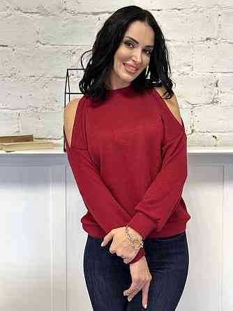 Жіноча ангорова кофта з розрізами "Girl" оптом | Норма | Розпродаж моделі Бордовий, 46-48 Київ