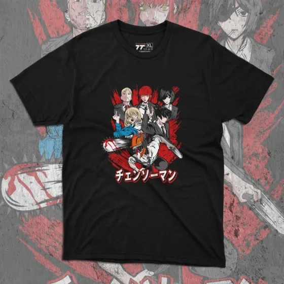 Футболка для подростка мальчика с принтом Человек Бензопила Команда 2 Размер 160 Anime10499 Днепр