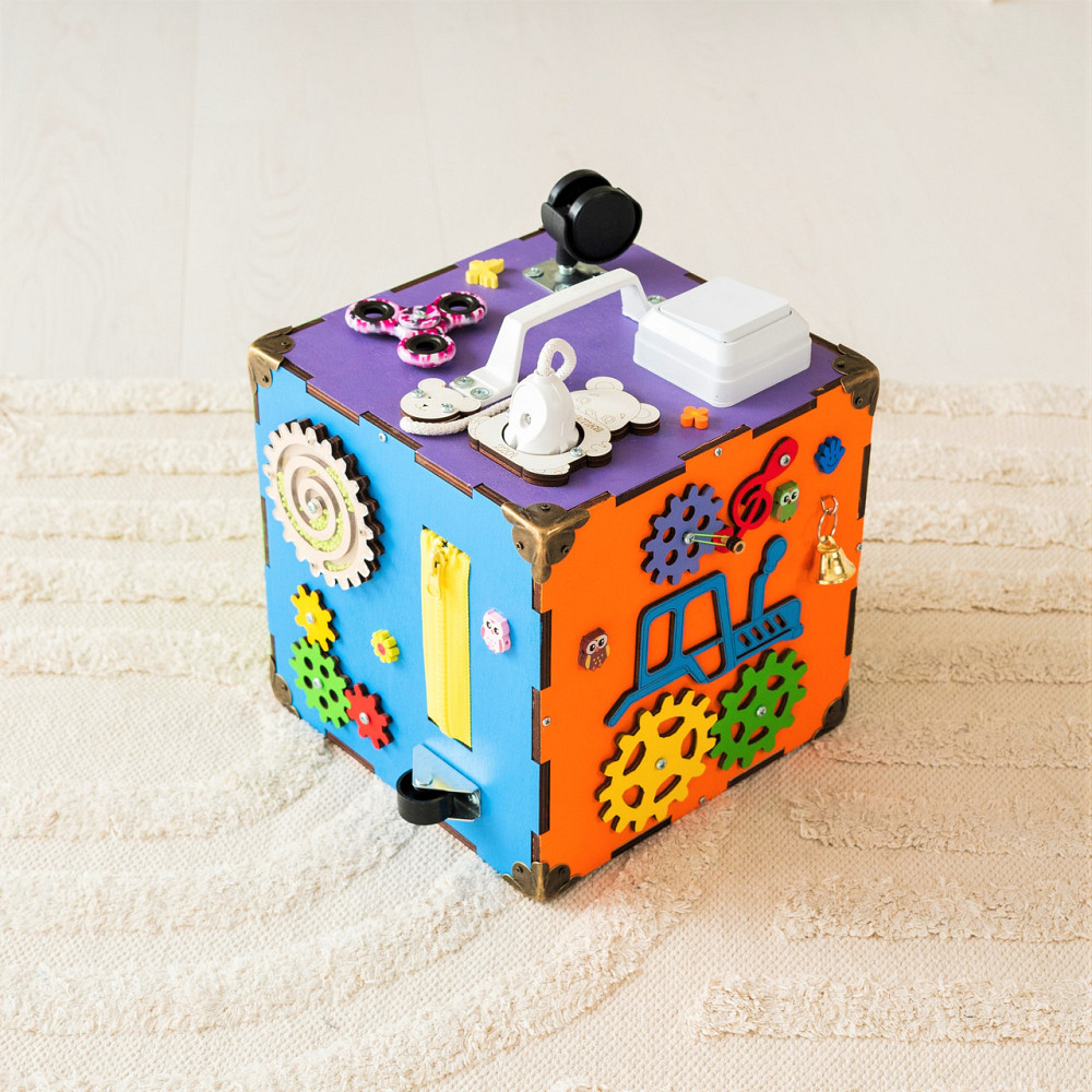 Маленький Бізікуб 23*23*23 Різнобарвний дитячий розвивальний куб Бізіборд Тернопіль - фото 4