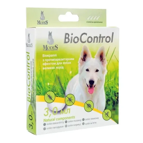 Біокраплі Біо контроль (BioControl) з протипаразитарним ефектом для собак великих порід 3 мл, MODES Вінниця