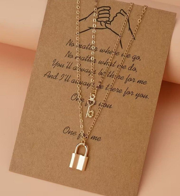 Парные кулоны замок и ключ золотистые подвески для влюбленных friendship necklace Киев - изображение 3