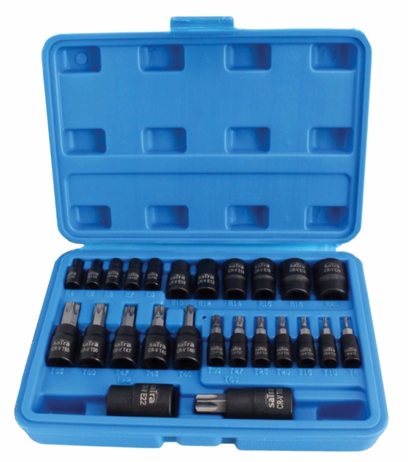 Набір головок TORX + біти в головці TORX/E-TORX (1/4, 3/8, 1/2) 25 од. SATRA S-H2548T Чернігів - фото 1