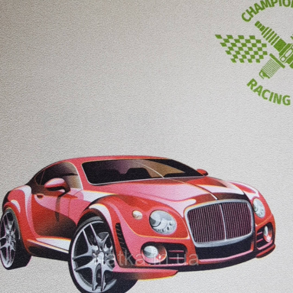 Шпалери вінілові на флізеліні AdaWall Ada Kids метрові дитячі для хлопчиків перегонові машини написи на бежевому Київ - фото 4