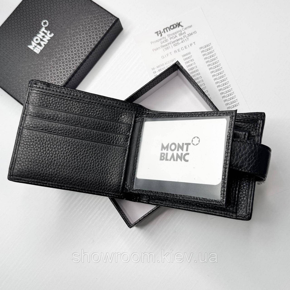 Чоловічий брендовий гаманець із натуральної шкіри на кнопці Montblanc (6605) Київ - фото 6