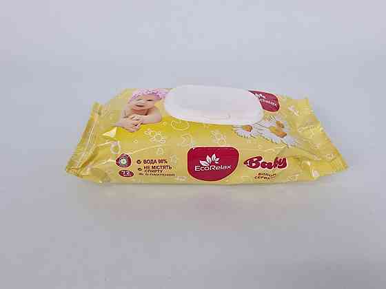 Волога серветка 72 шт з клапаном "EcoRelax" Ромашка (1 пачка) Харків