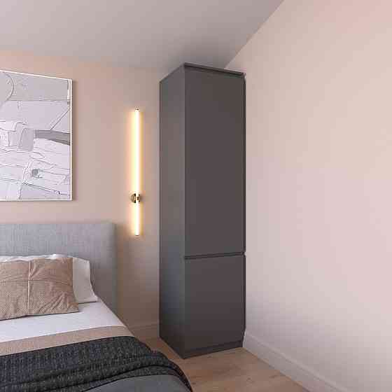 Шафа пенал VAYS R-22 Антрацит, з полицями, ЛДСП, 50×50×211 см - для одягу, білизни, зберігання, спальня, передпокій Львів
