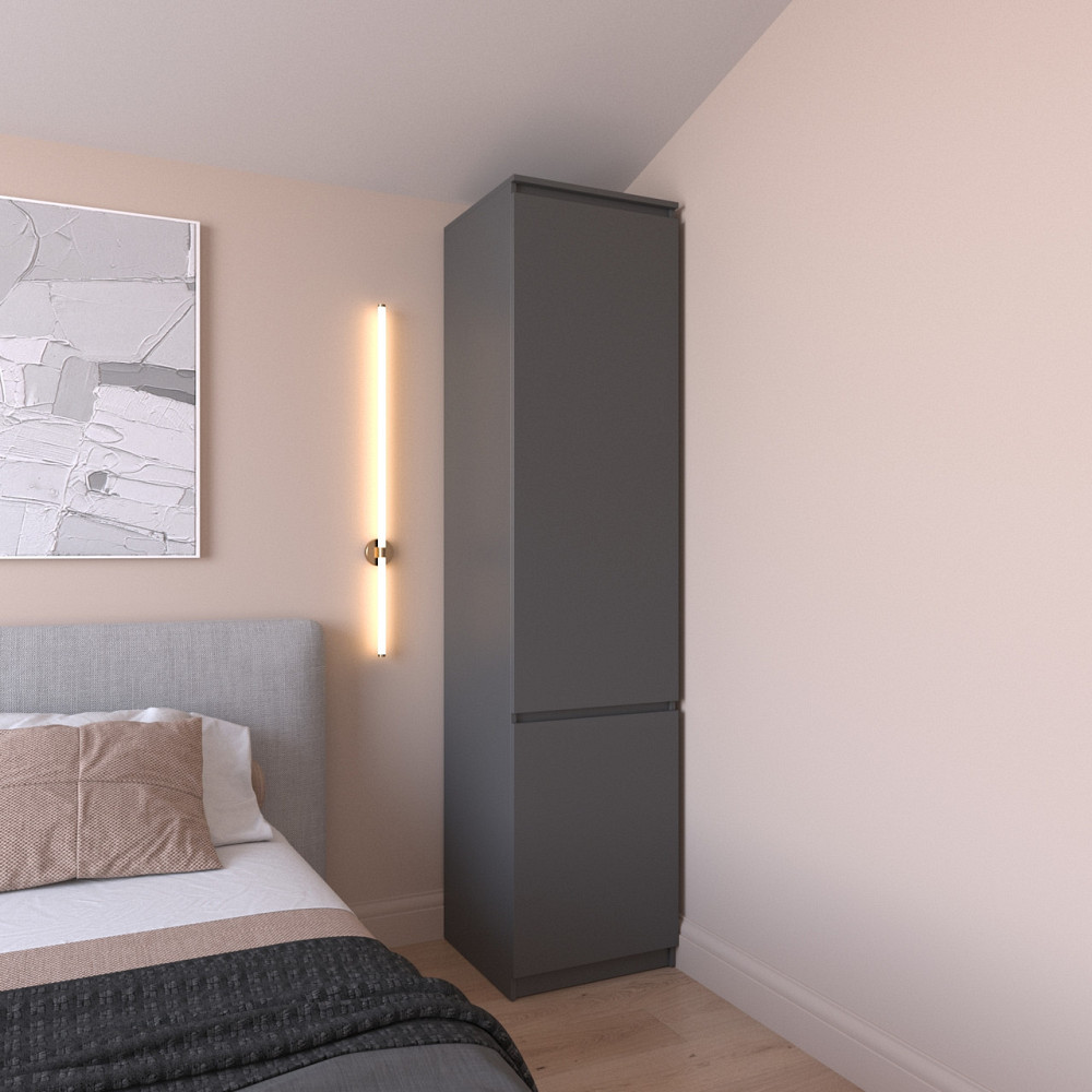 Шкаф пенал VAYS R-22 Антрацит, с полками, ЛДСП, 50×50×211 см - для одежды, белья, хранения, спальня, прихожая Львов - изображение 1
