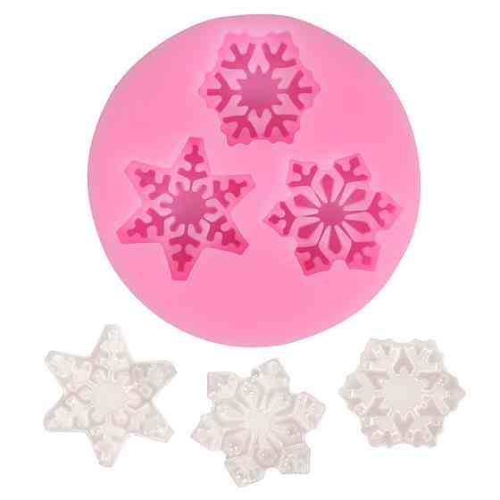 Молд силиконовый Снежинки 55 мм розовый Киев
