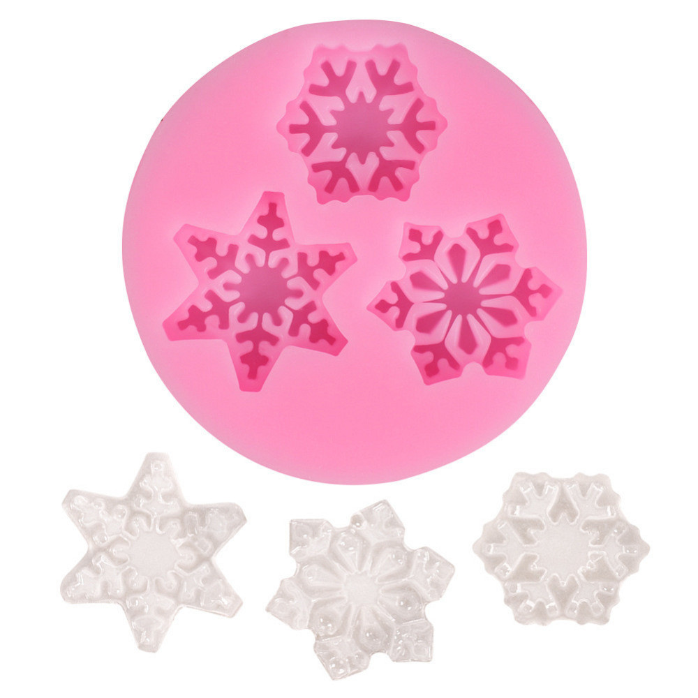 Молд силиконовый Снежинки 55 мм розовый Киев - изображение 6
