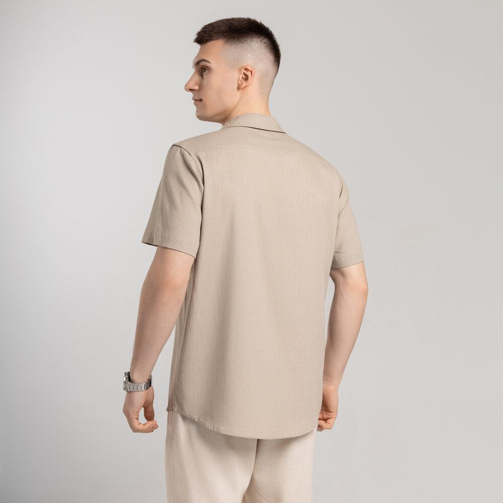 Чоловіча сорочка з коротким рукавом бежева Pobedov Marsel Київ - фото 7