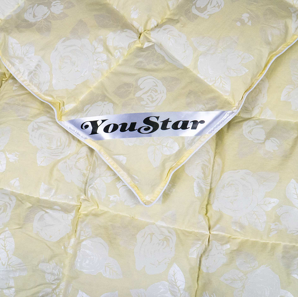 Полупуховое двуспальное одеяло YouStar 50% пух 50% перо, размер 175х205 см (Бежевый) Сумы - изображение 5