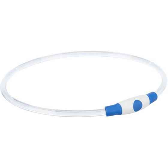 Нашийник Trixie Flash Light Ring USB для собак мигаючий силіконовий синій розмір L–XL 65 см/8 мм Київ