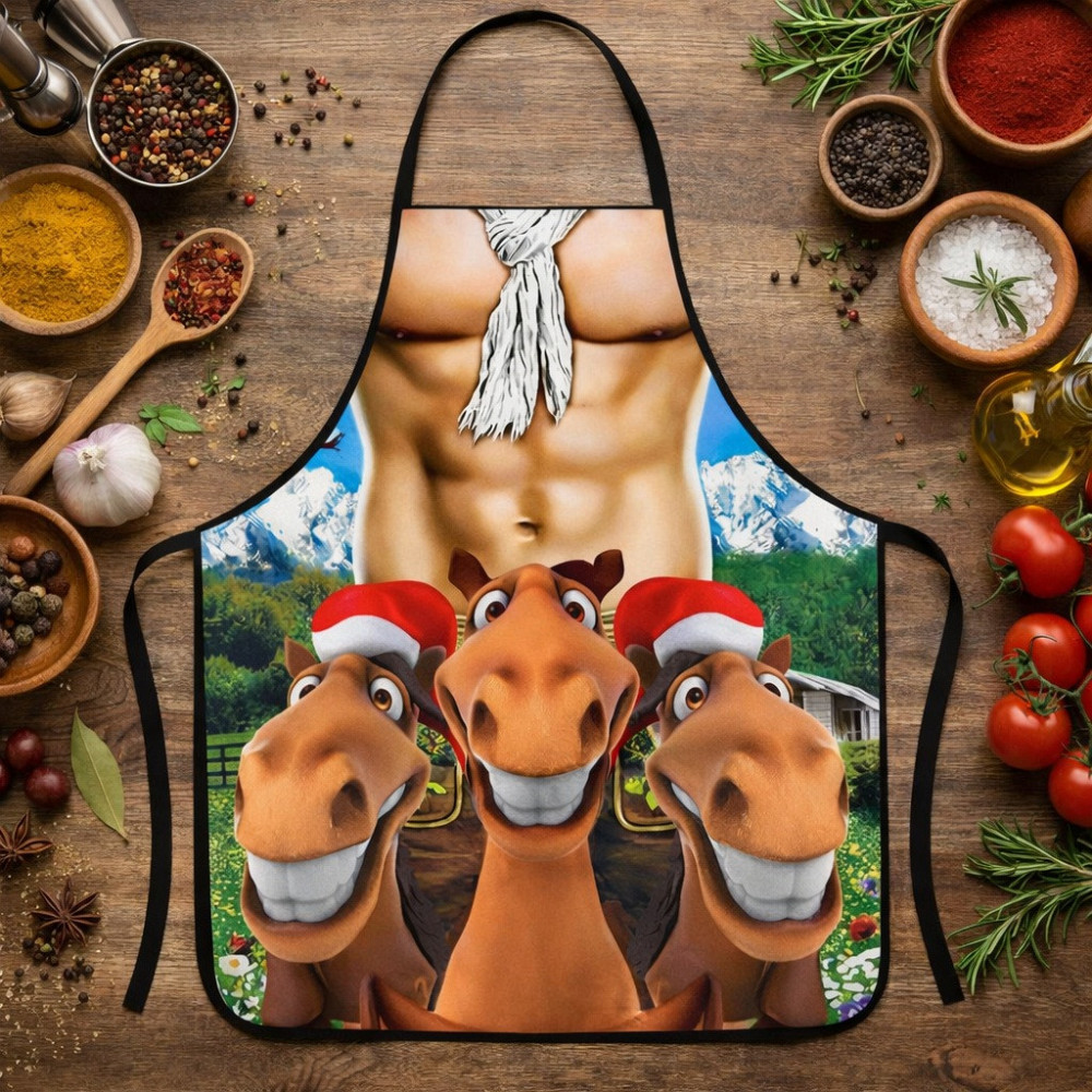 Фартук с приколом  для мужчин с лошадями 75 на 60 см разноцветный Киев - изображение 4