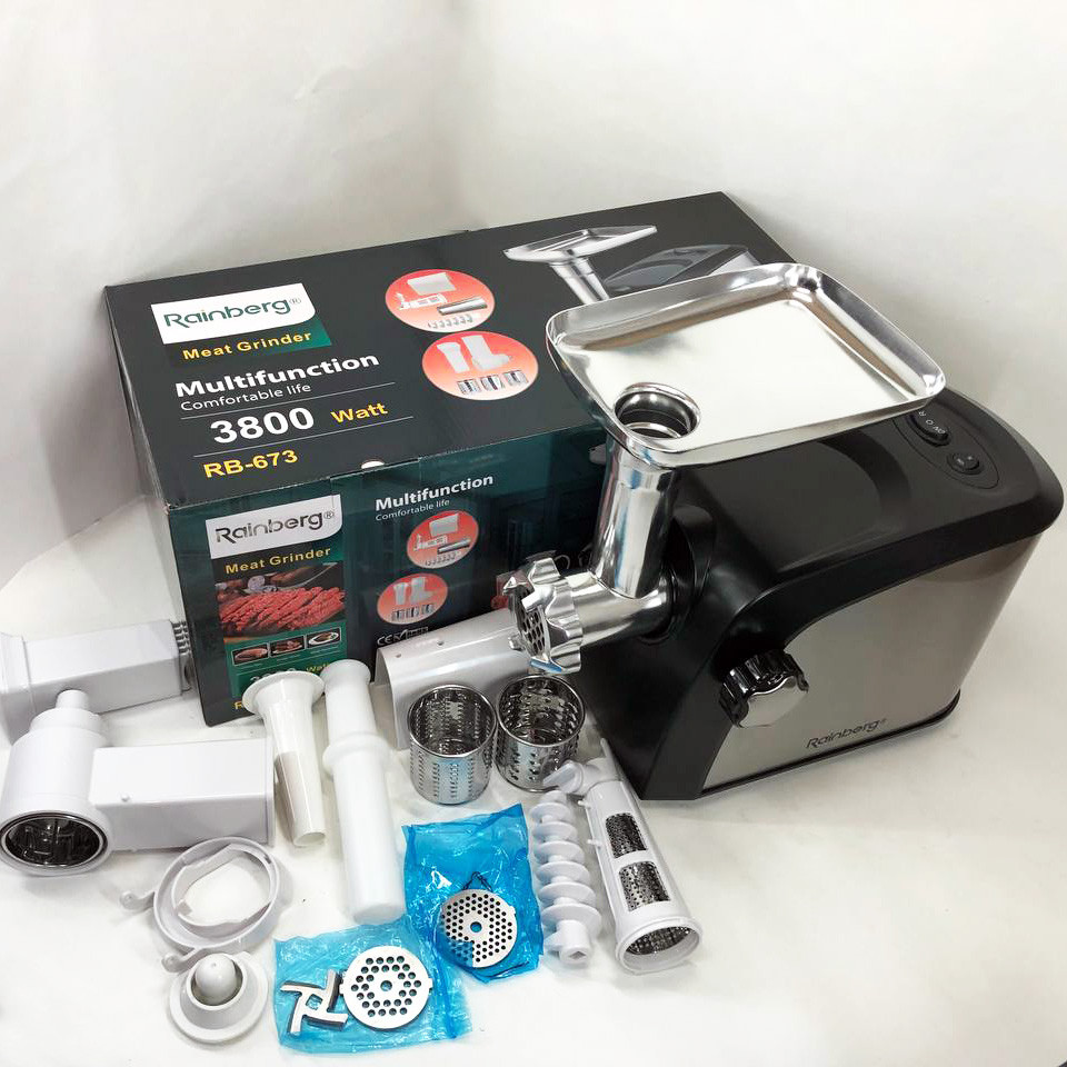 Електрична м'ясорубка з насадкою-кеббе Rainberg RB-673, Електрична м'ясорубка нержавіюча ZW-81 Львів - фото 14