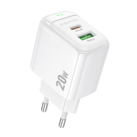 Мережевий зарядний пристрій BOROFONE BAS44A Potential PD20W+QC3.0 charger(EU) White Одеса