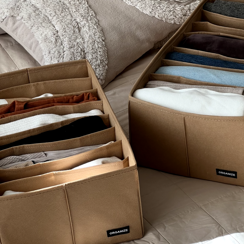 Ящик для зберігання на вісім відділень 50х25х16 см HY-50-Bezh (Бежевий) Суми - фото 3