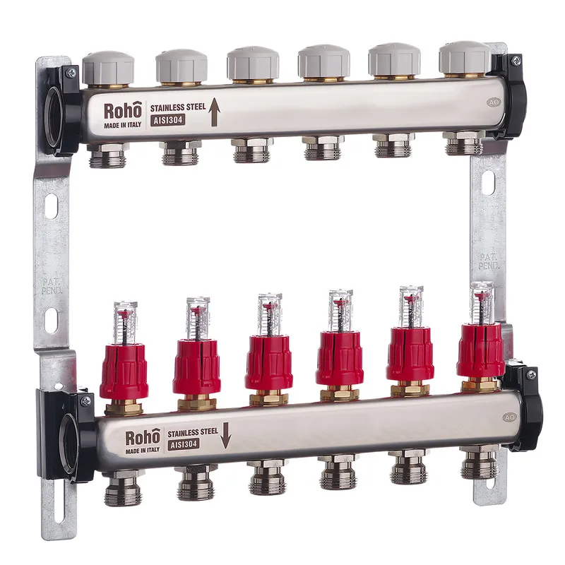 Колектор з витратоміром та термостатичними клапанами Roho R804-06 - 1"х 6 вих. (RO0038) Київ - фото 1