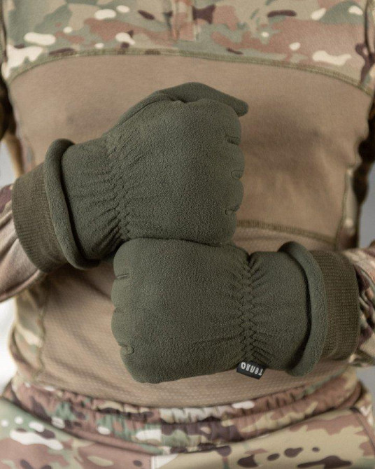 Перчатки тактичні чоловічі на флісі олива Одеса - фото 8
