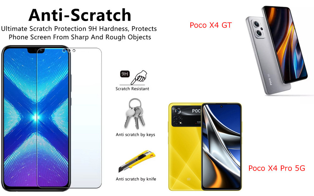 Защитное стекло NeoGlass для Poco X4 GT, Poco X4 Pro 5G – ультрапрозрачное и устойчивое Киев - изображение 1