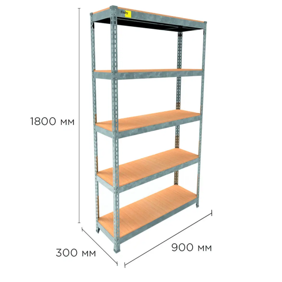 Металлический стеллаж Emby Light Series (размер 1800х900x300мм) 5 полок ДСП до 100кг Оцинкованный Киев