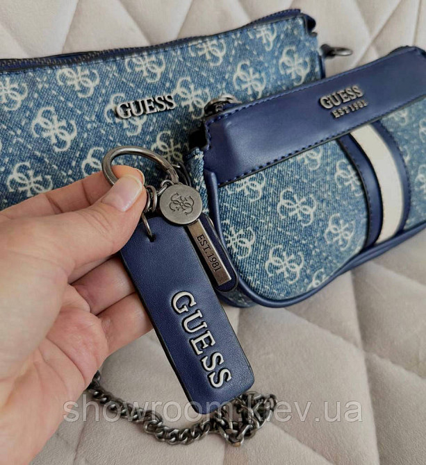 Жіноча сумочка з органайзером на плече Guess (1211) синій Київ - фото 7