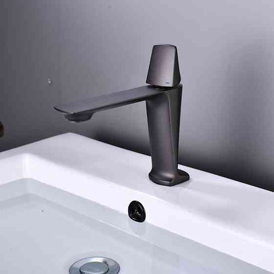 Смеситель для умывальника, однорычажный кран для раковины горизонтальный монтаж WanFan Черный, Латунь Каменец-Подольский